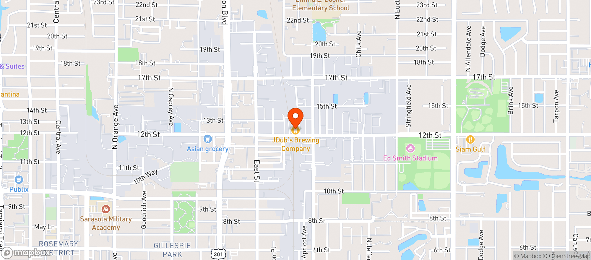 Map showing Jdubs Brewing Company