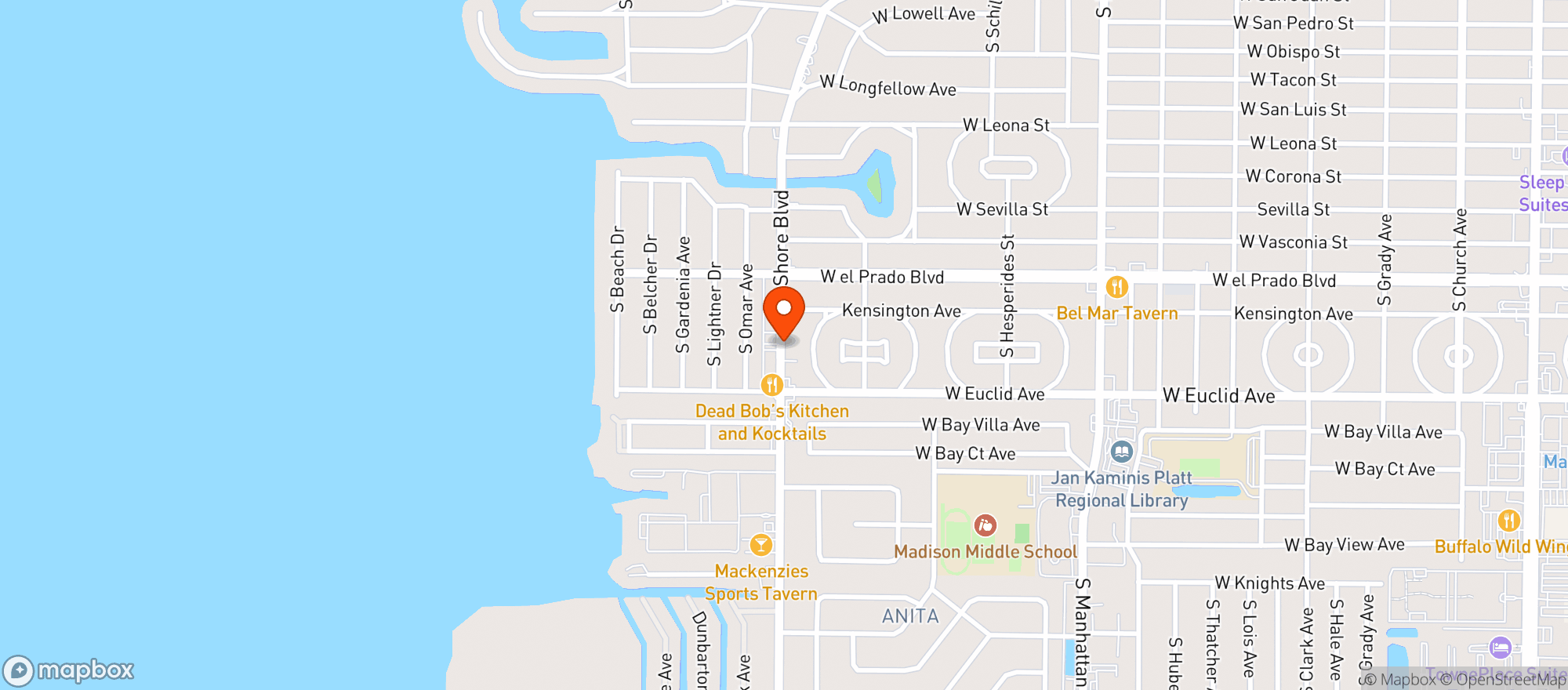 Map showing Westshore Liquors