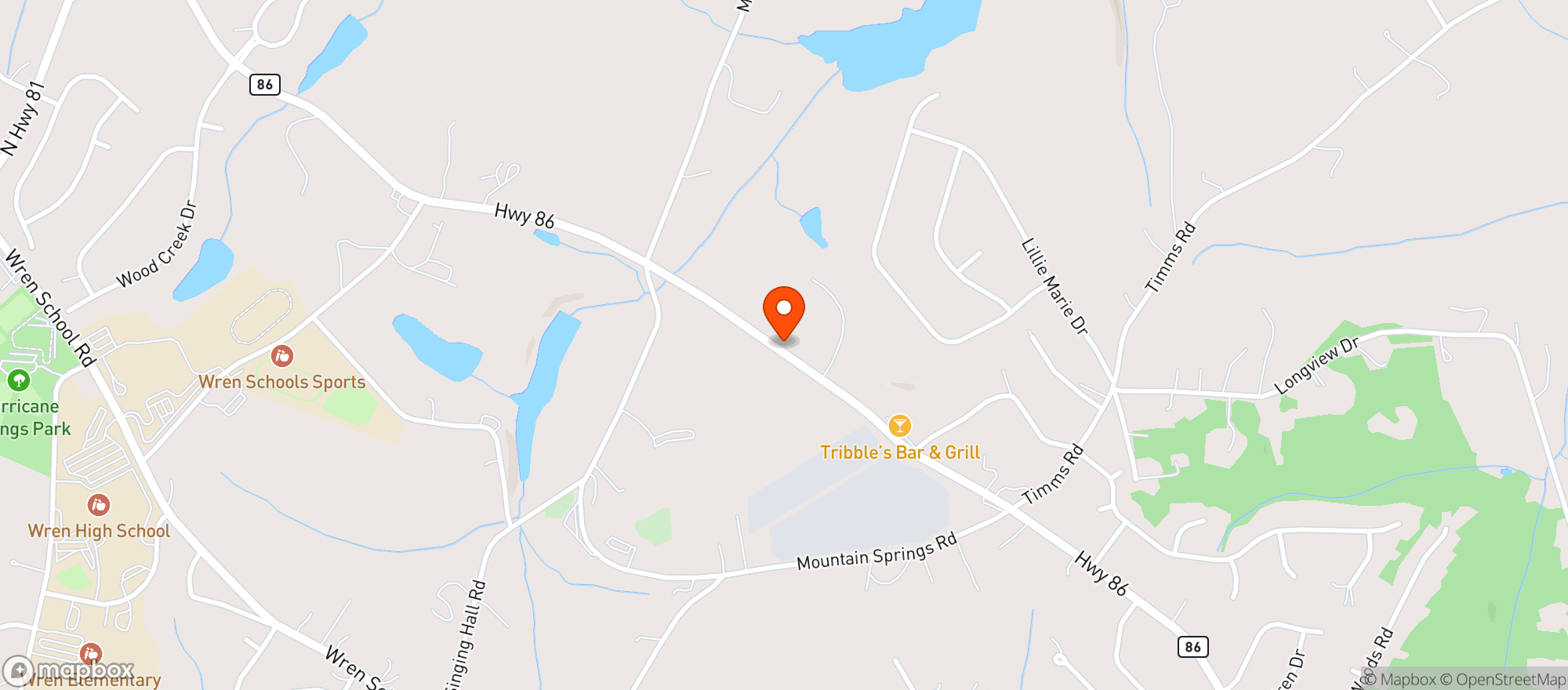 Map showing Tribbles Bar & Grill
