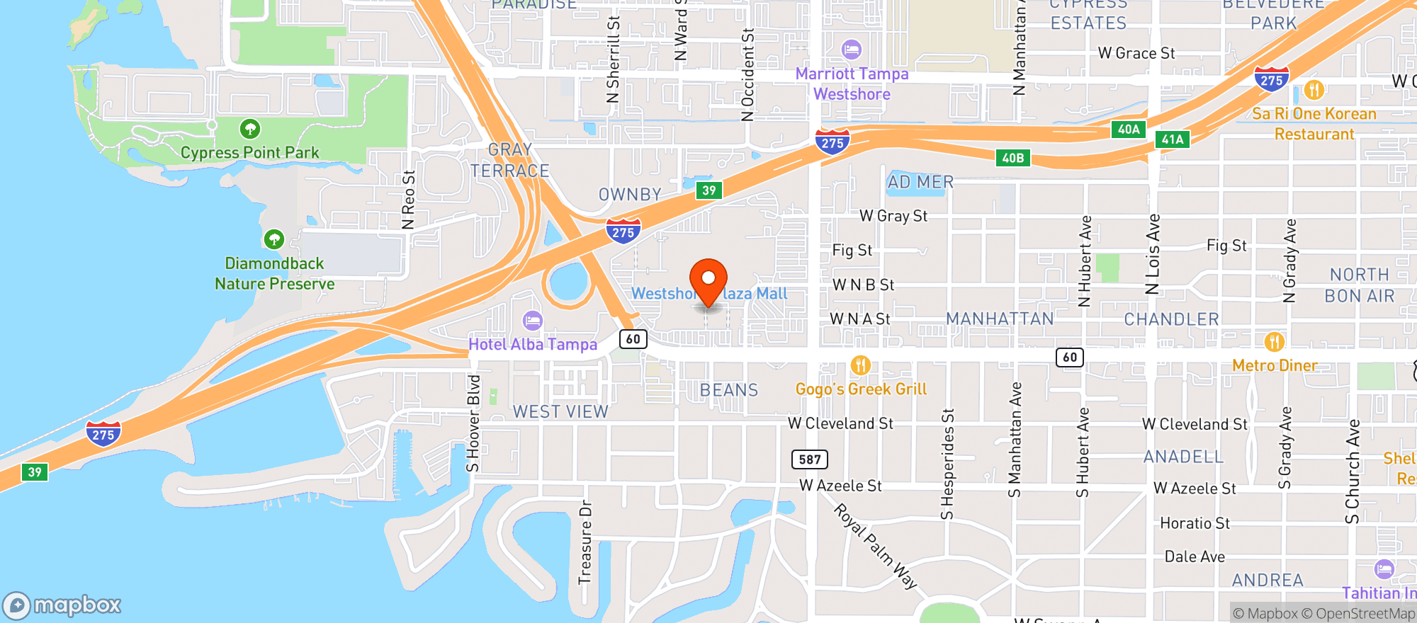 Map showing Amc Theatres Westshore #701