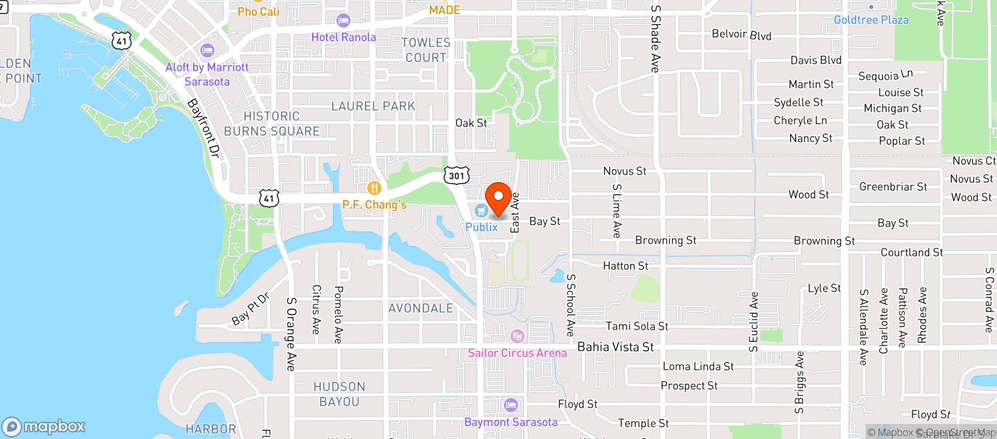 Map showing Publix Super Market