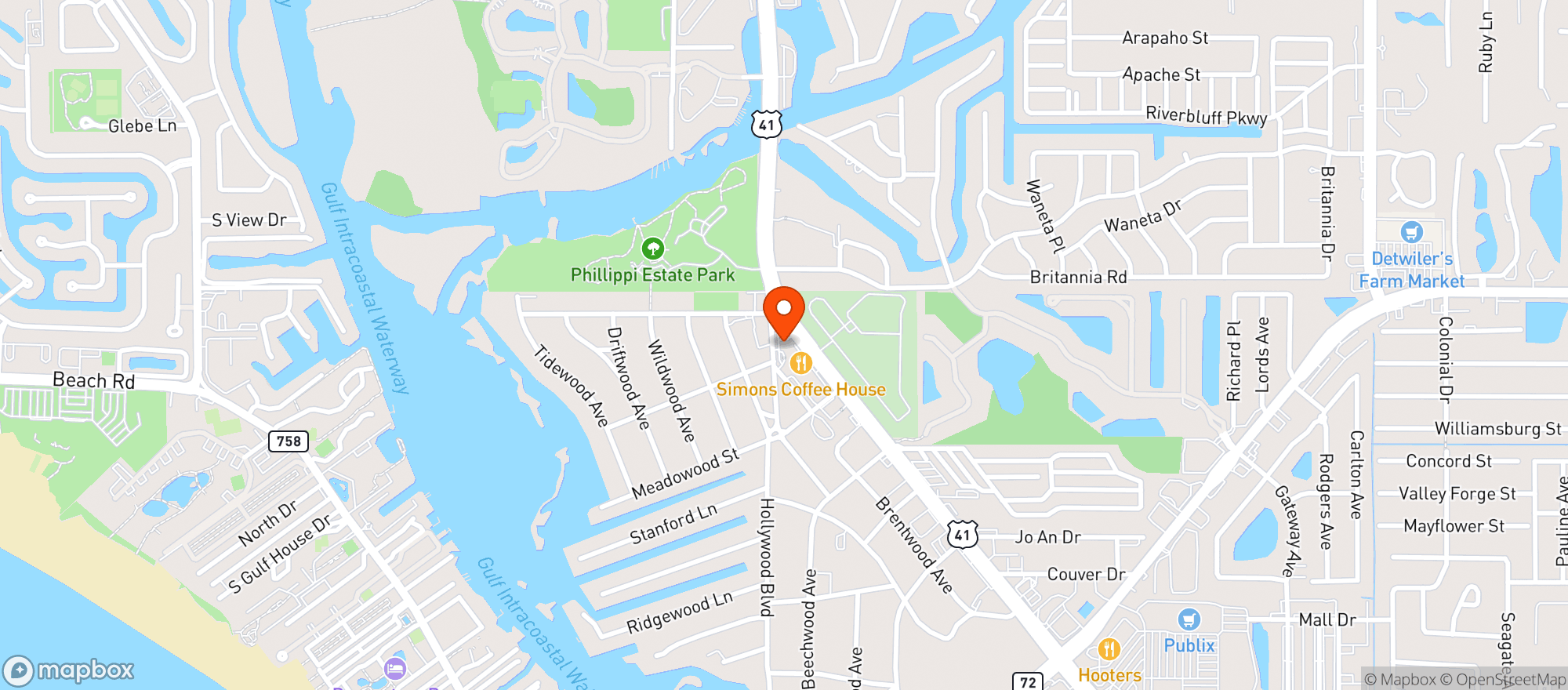 Map showing Tamiami Shell