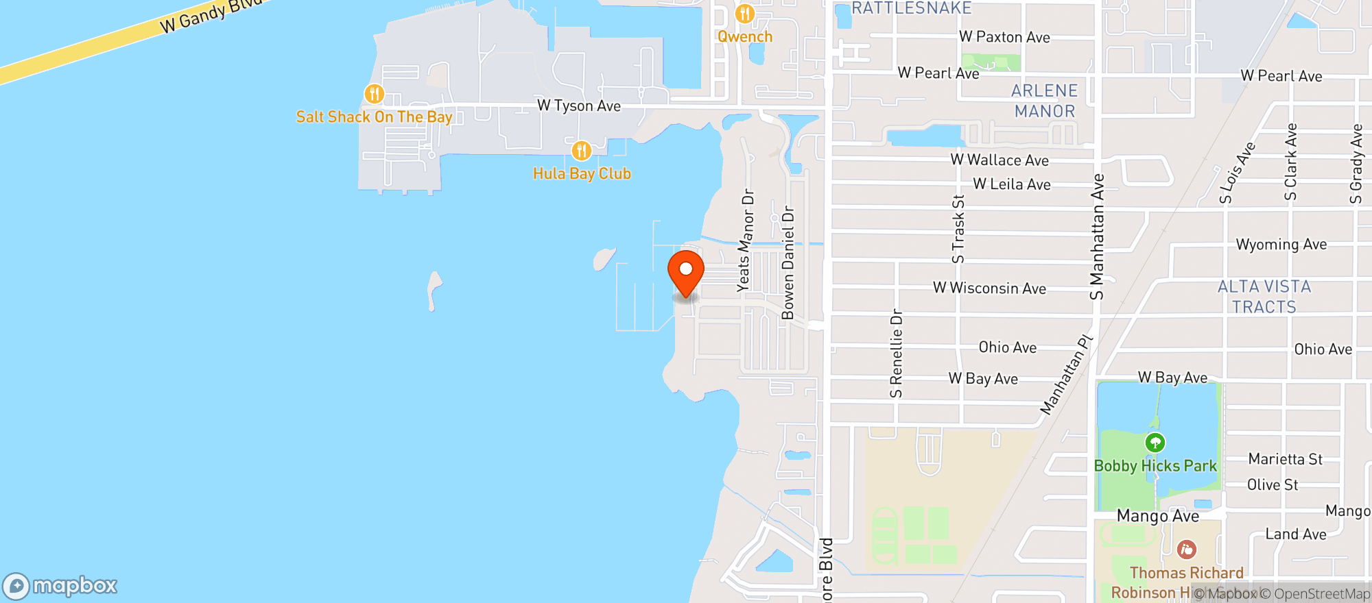 Map showing (c)the Bay Club