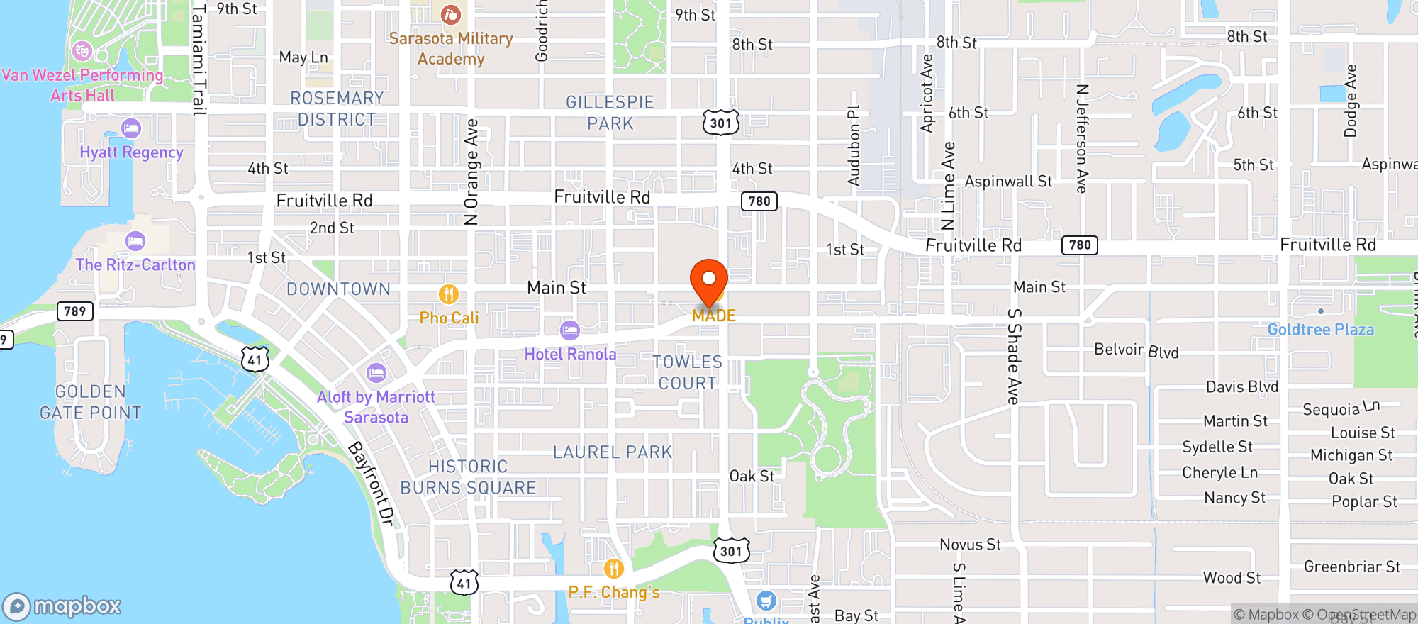 Map showing The Office Bar Srq