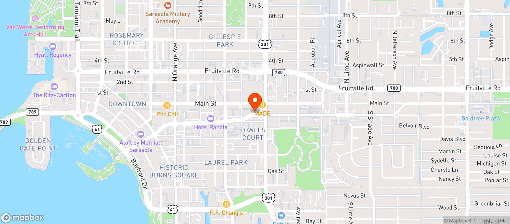 Map showing Melting Pot Restaurant #1630