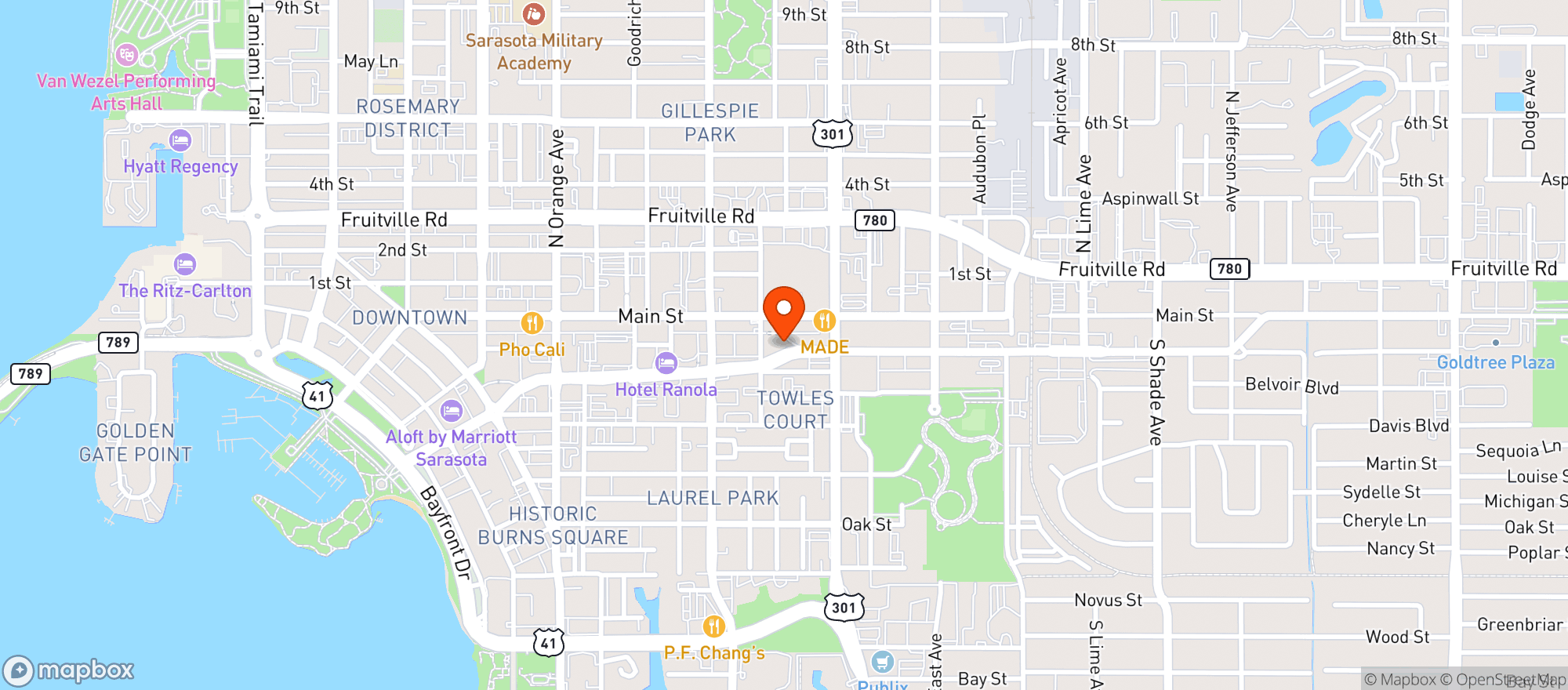Map showing Mccurdys Comedy Theater