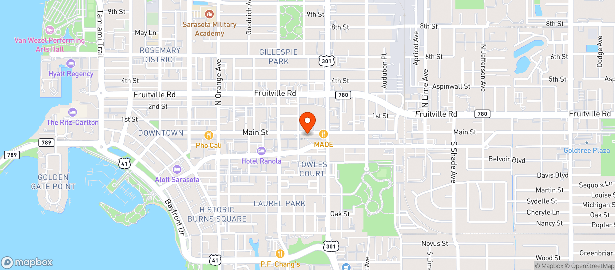 Map showing Raffurtys Bar & Grill