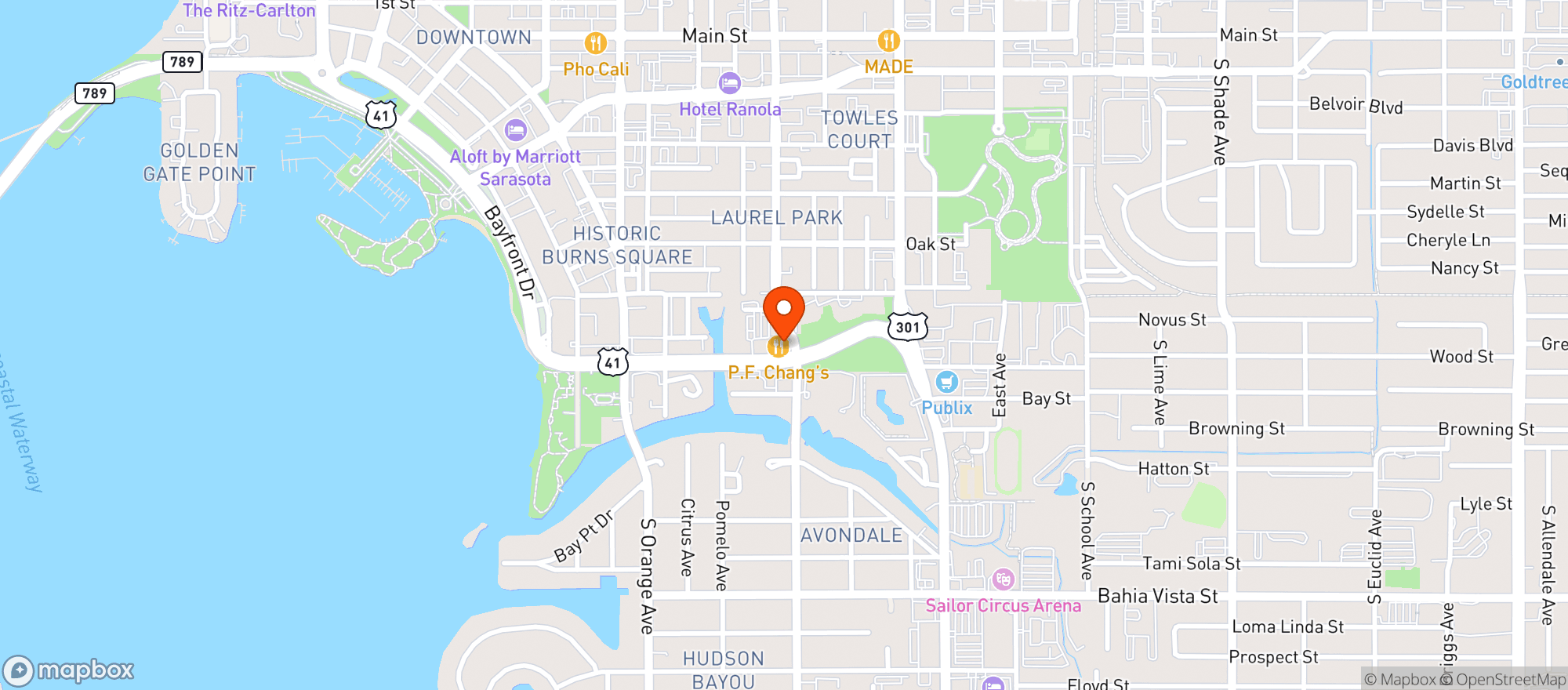 Map showing P F Changs China Bistro #9880