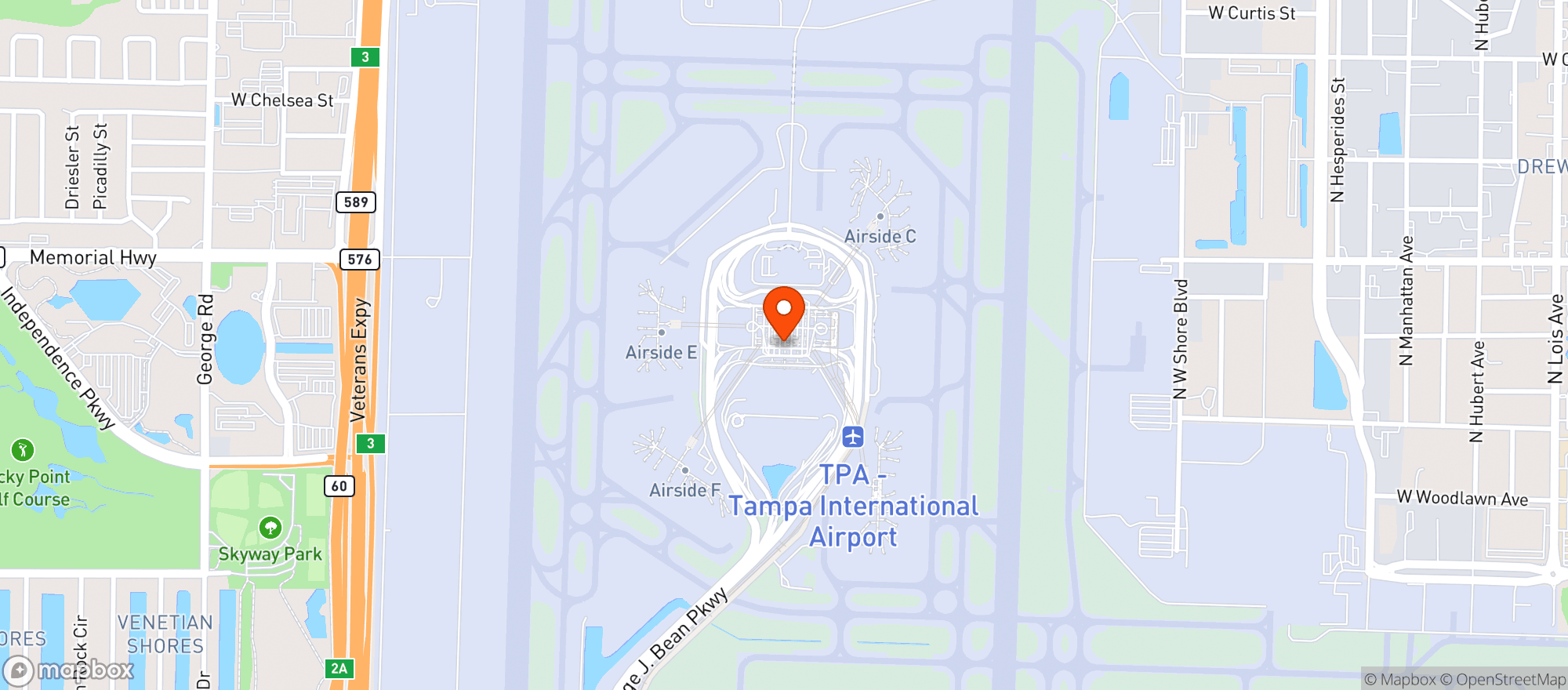 Map showing Tampa International Airport (tpa) (tampa International Airport)