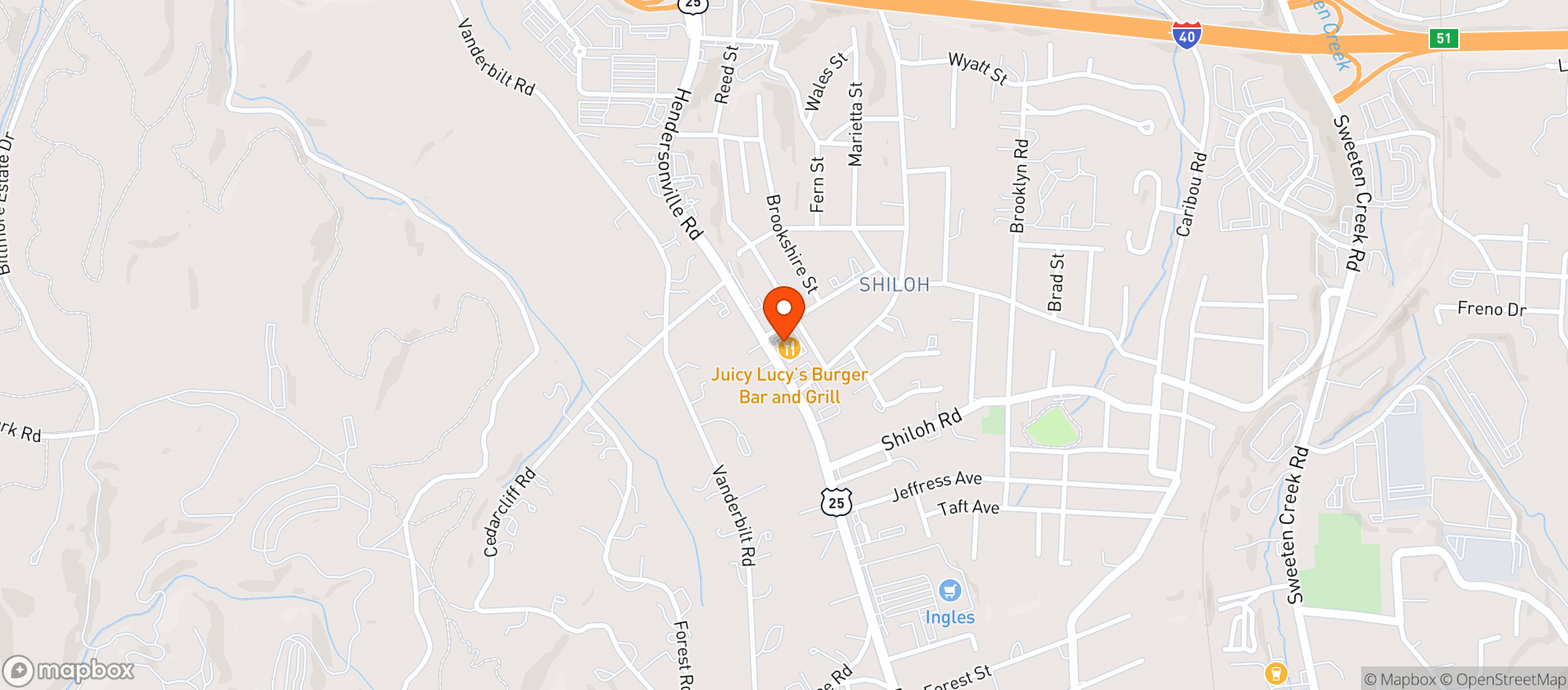 Map showing Juicy Lucy