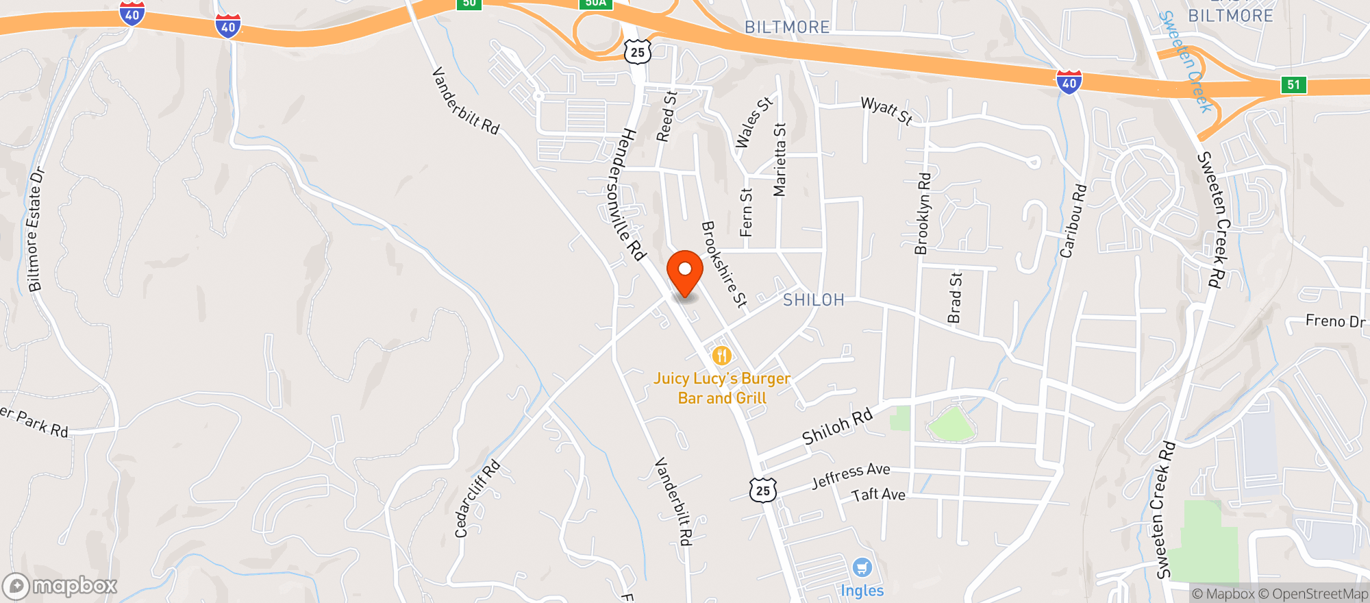 Map showing Mary Jane’s Cbd Dispensary - Asheville