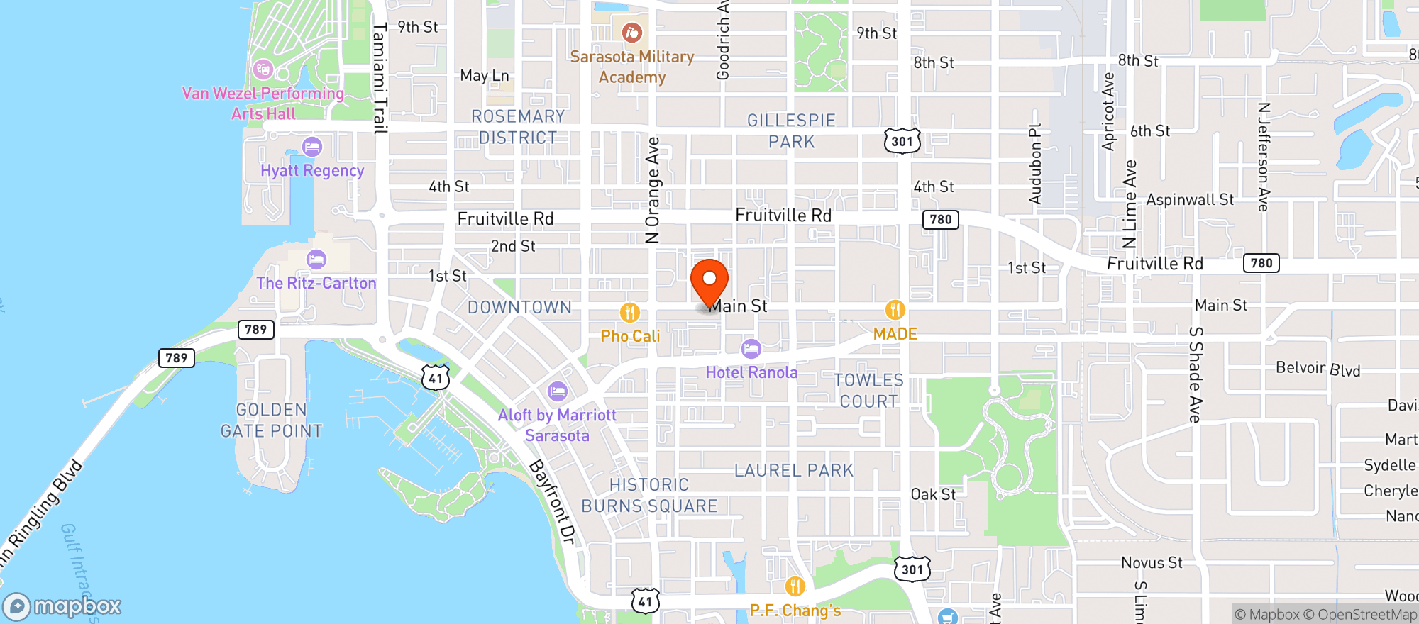 Map showing La Mucca Ballerina