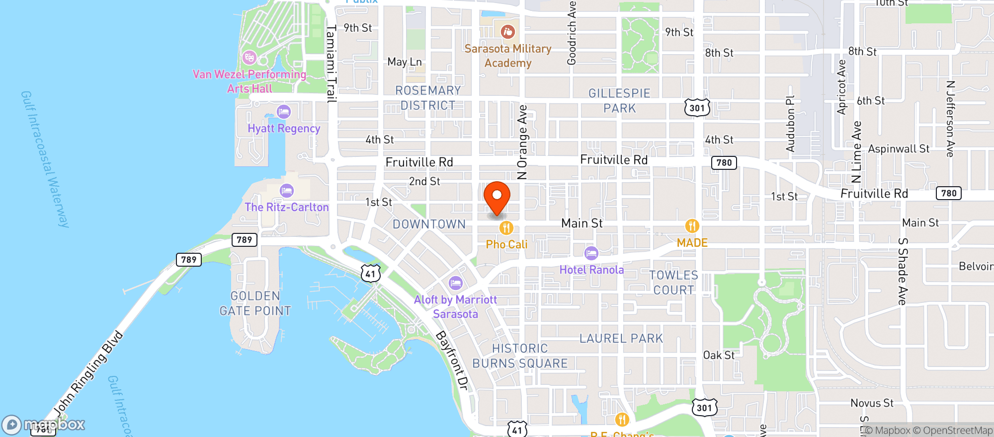 Map showing Mals Cut Rate Liquors