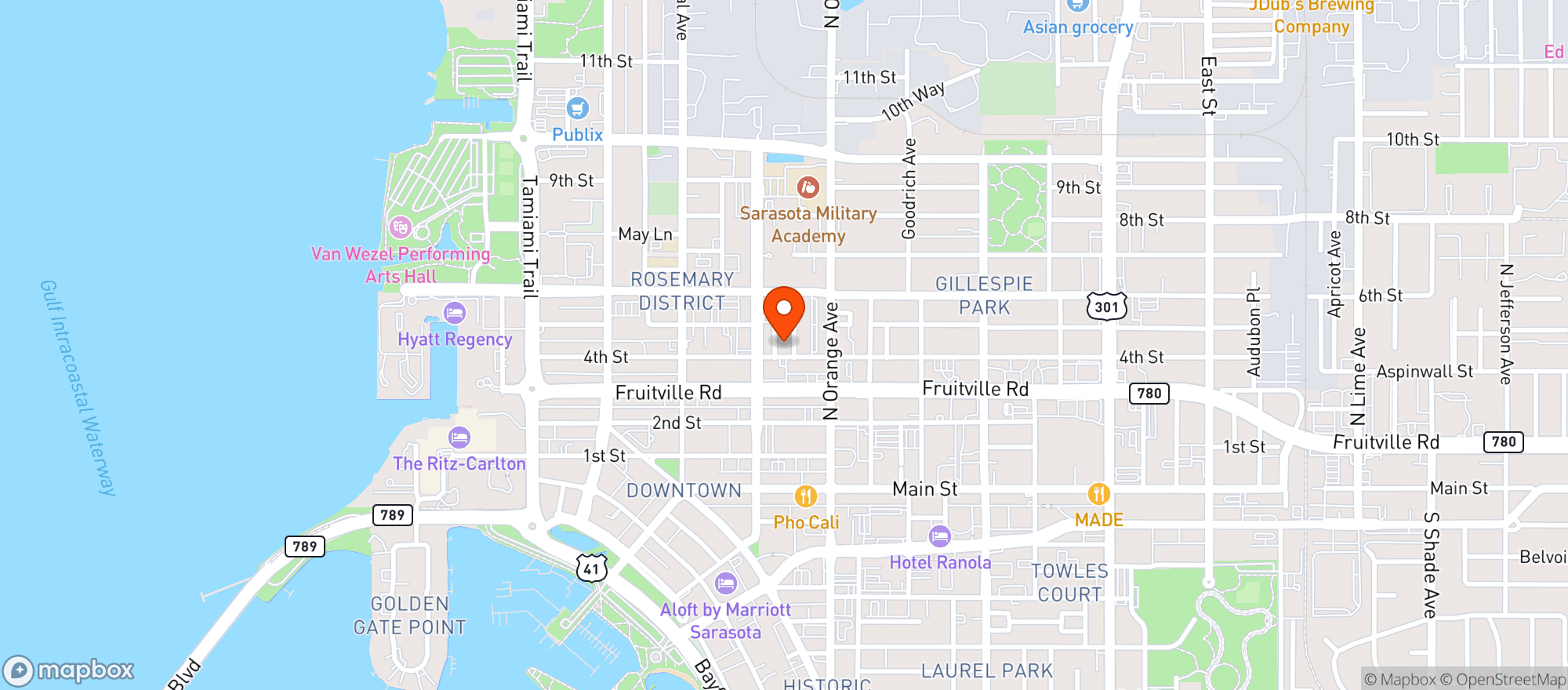 Map showing Catrinas Tacos And Tequil