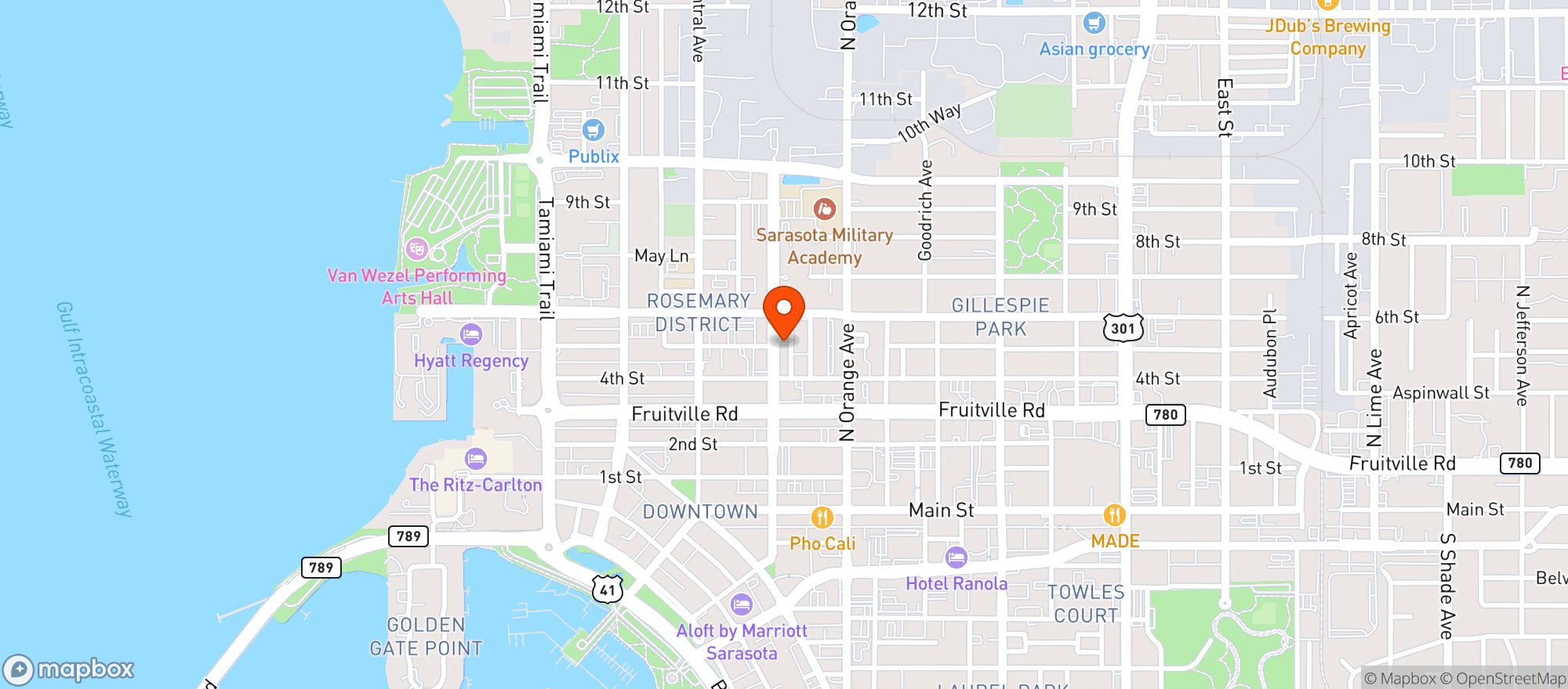 Map showing Mandeville Beer Garden
