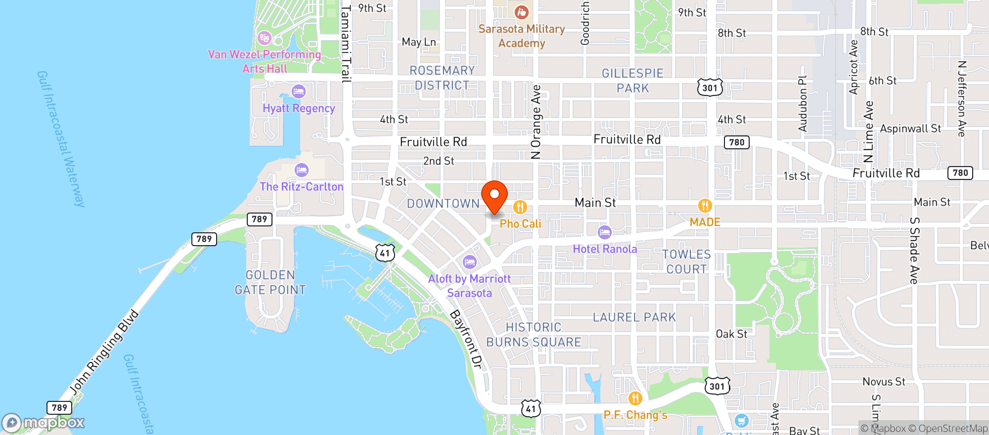 Map showing Hyde Park Prime Steakhouse