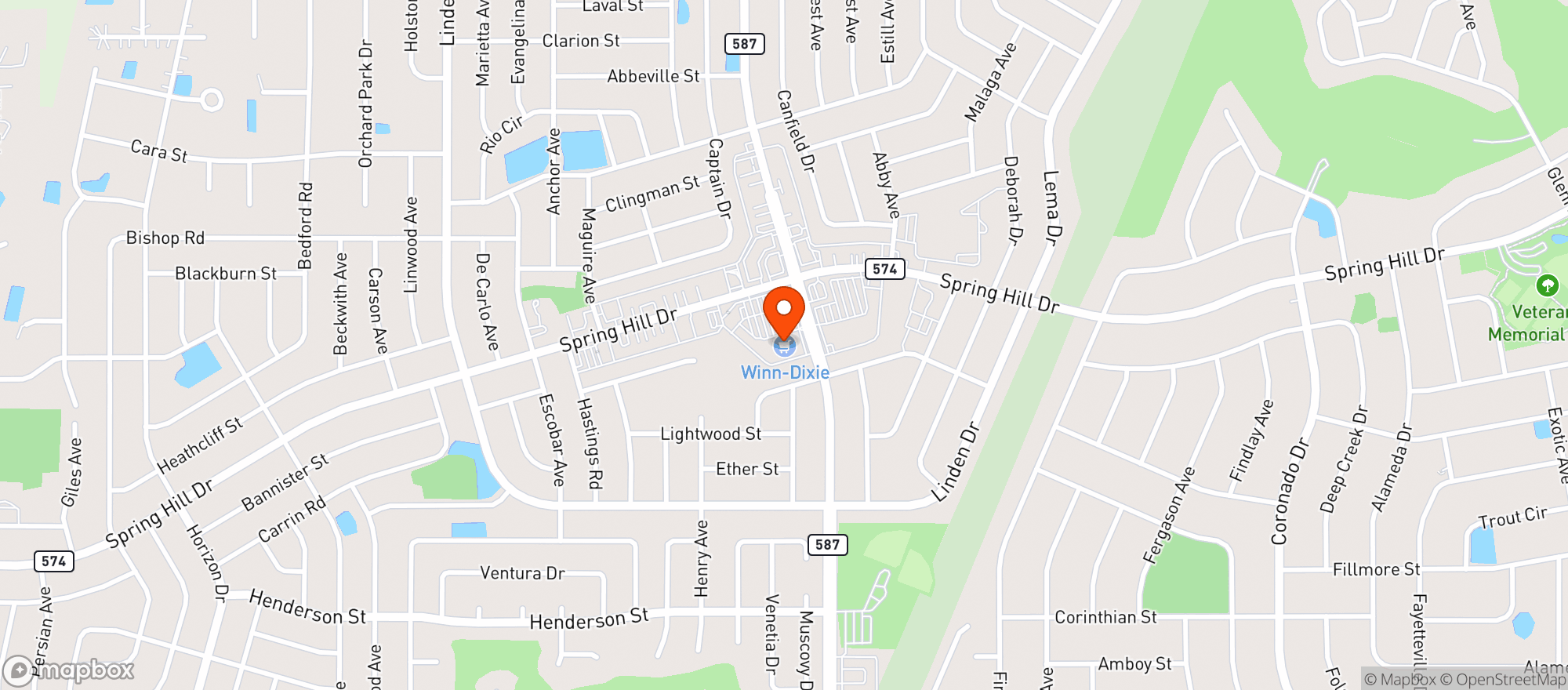 Map showing Winn Dixie 708