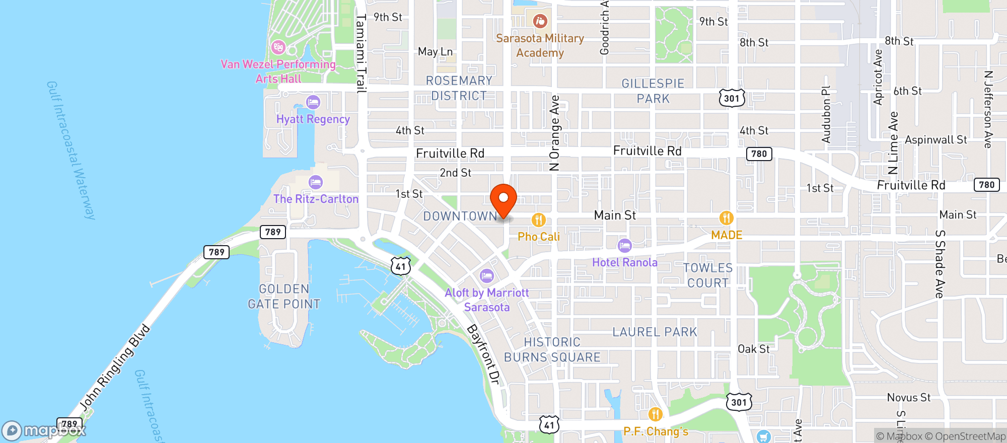 Map showing Gator Club
