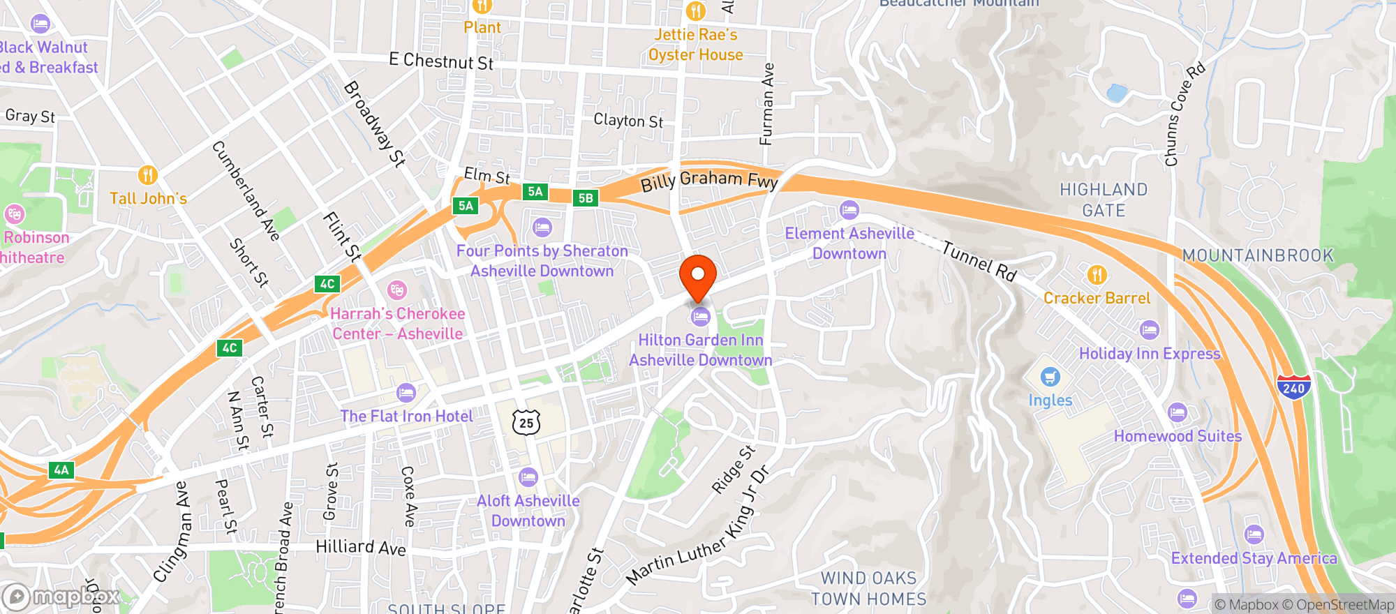 Map showing Hilton Garden Inn