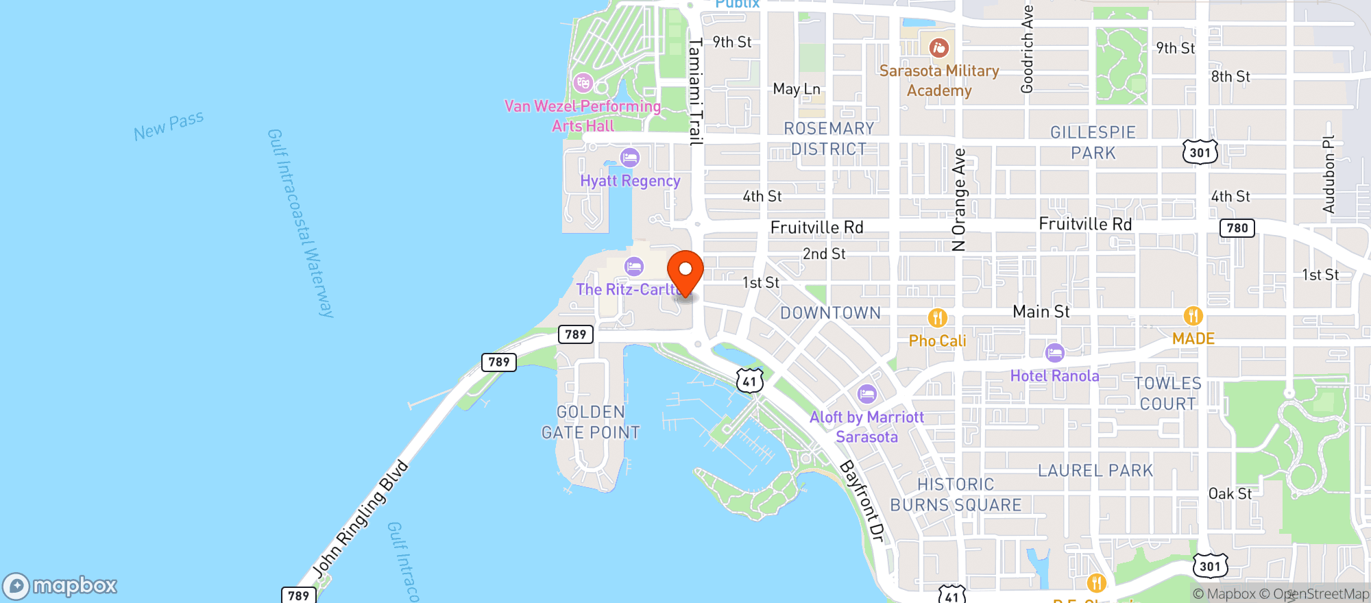 Map showing The Westin