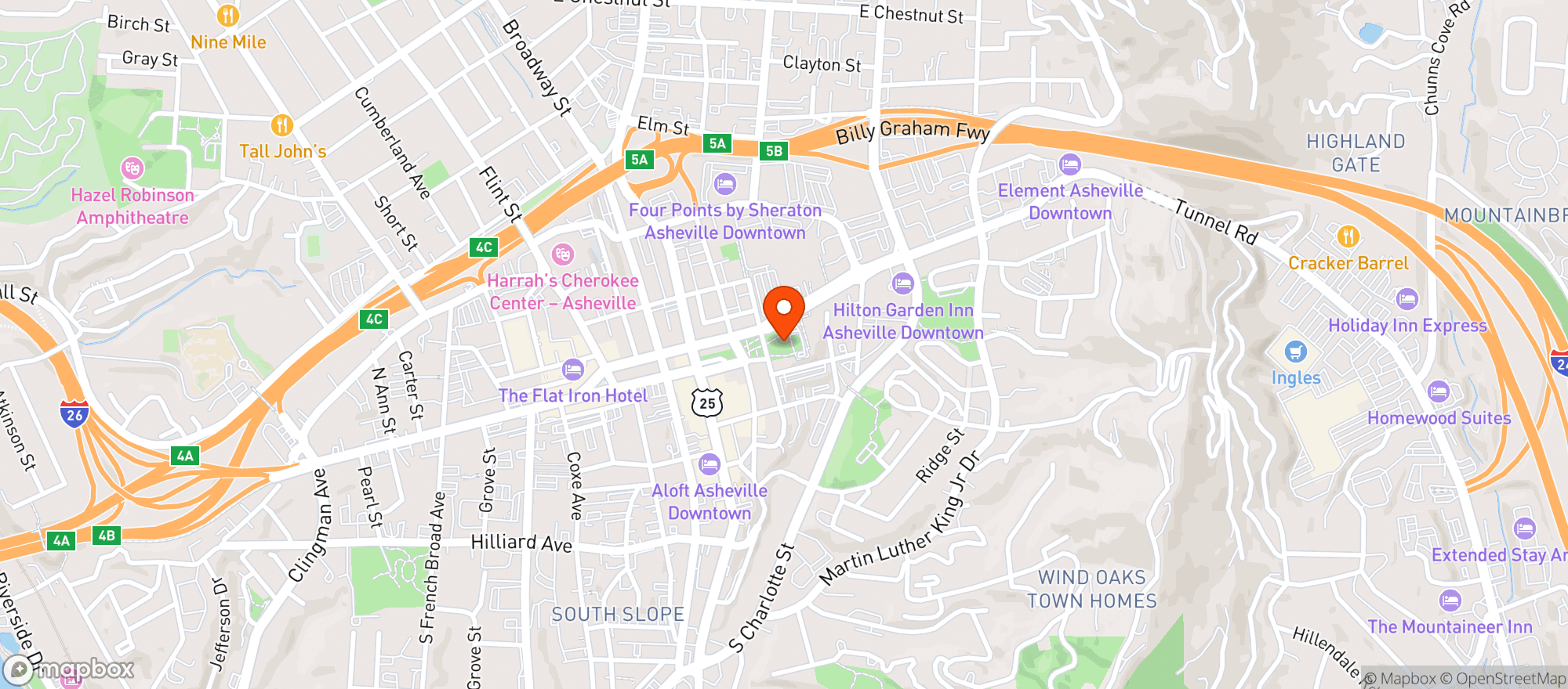 Map showing L E A F Community Arts