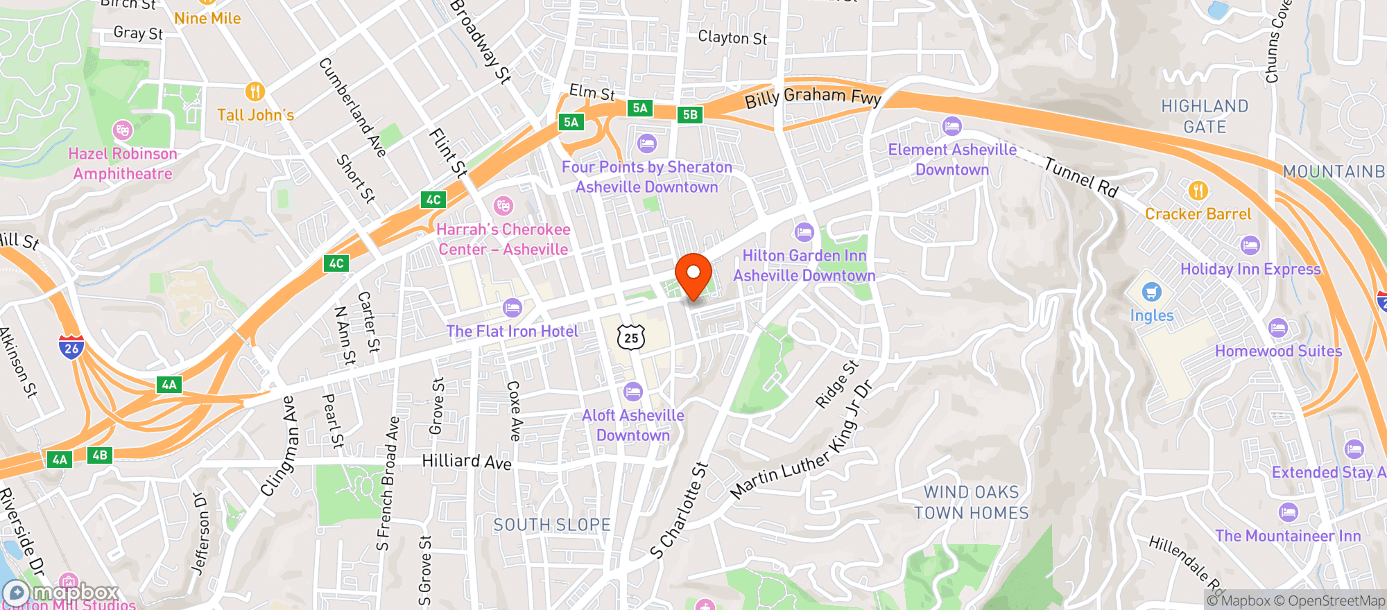 Map showing Packs Tavern