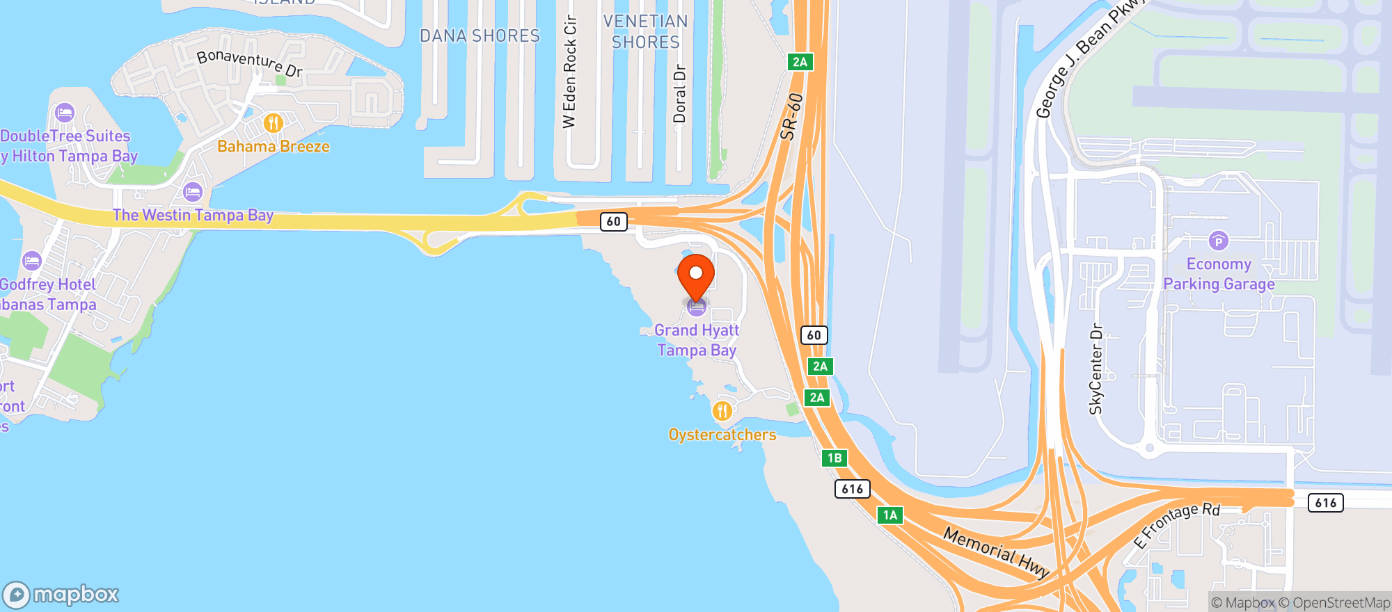 Map showing Grand Hyatt Tampa Bay
