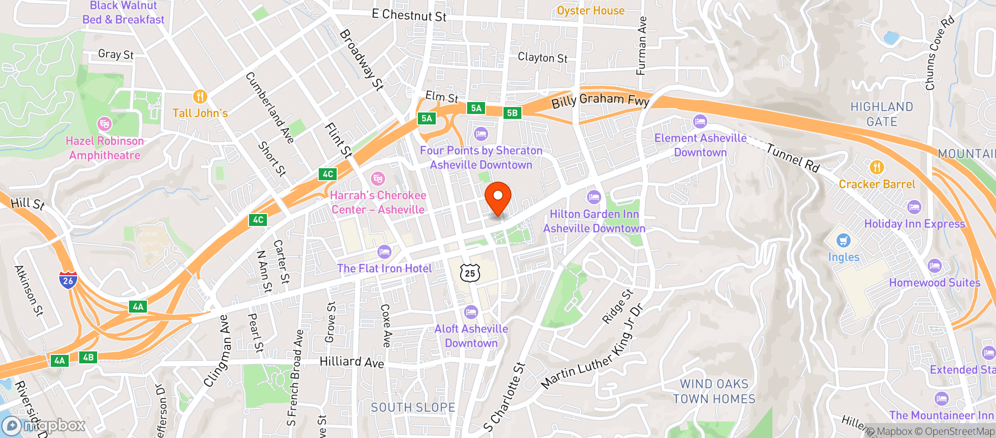 Map showing Twisted Laurel Eatery And Lounge