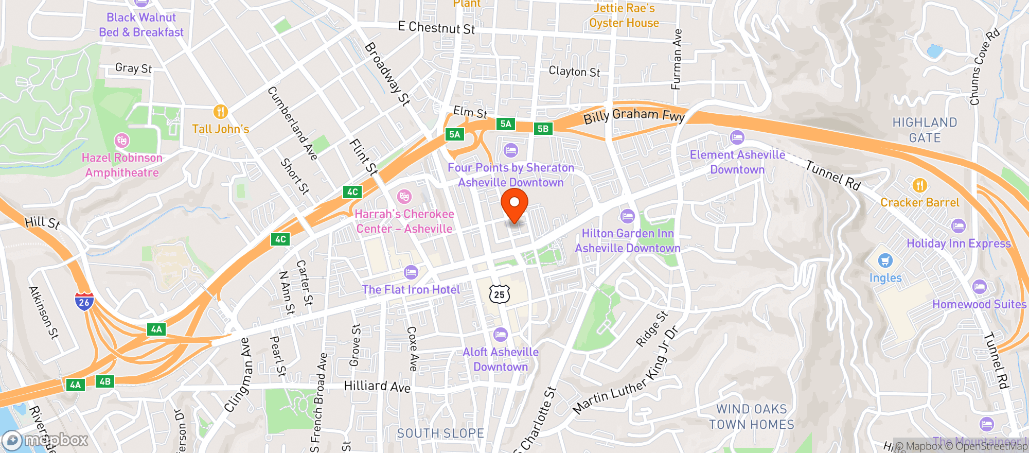 Map showing Off The Wagon Dueling Piano Bar