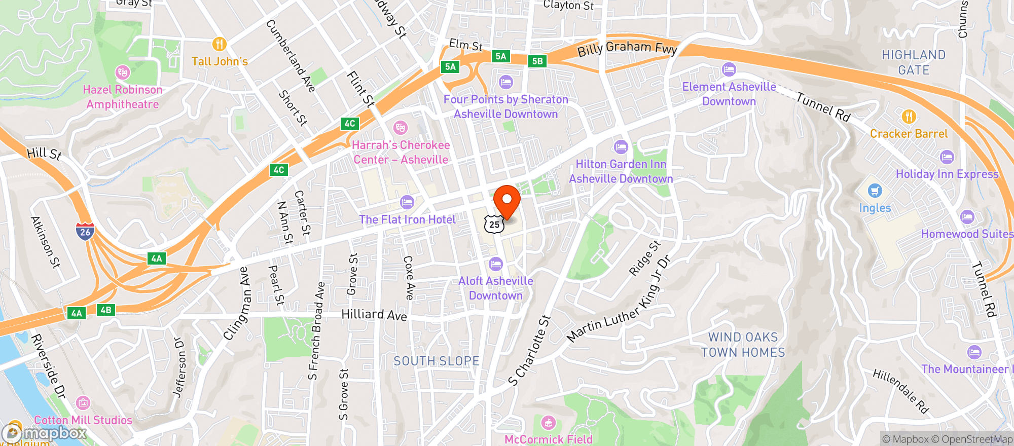Map showing Diana Wortham Theatre