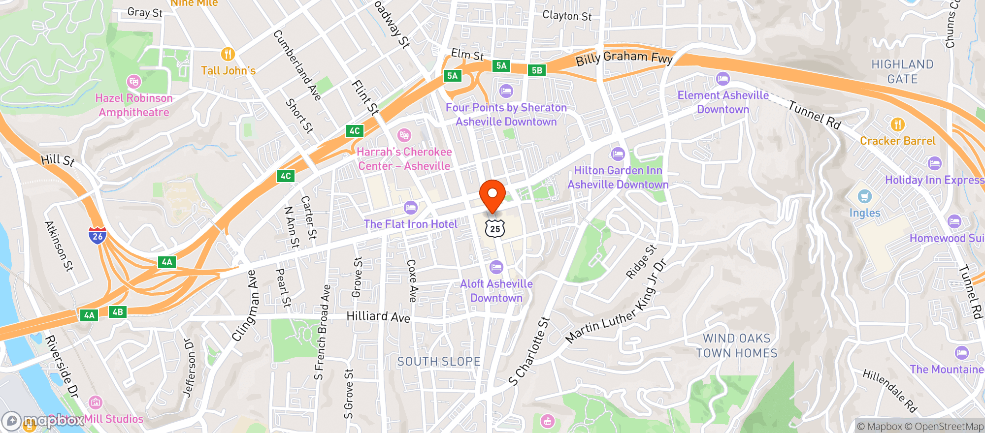 Map showing Posana Cafe
