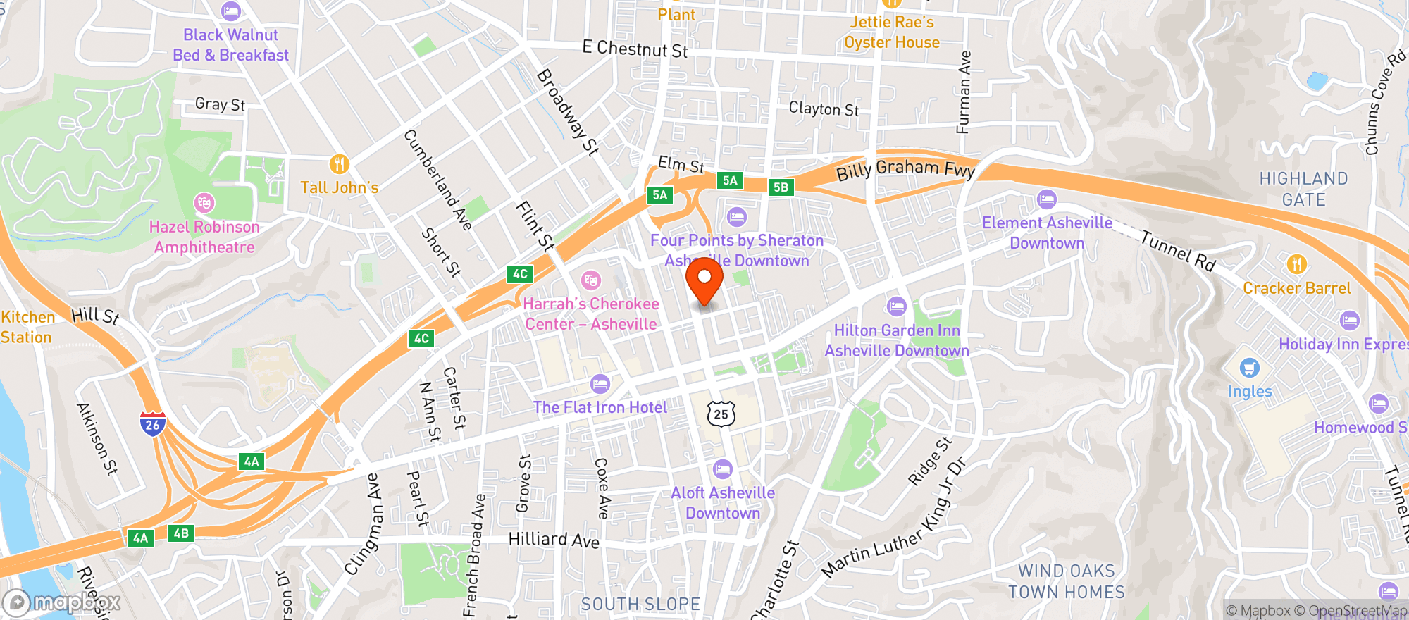Map showing Mellow Mushroom #55