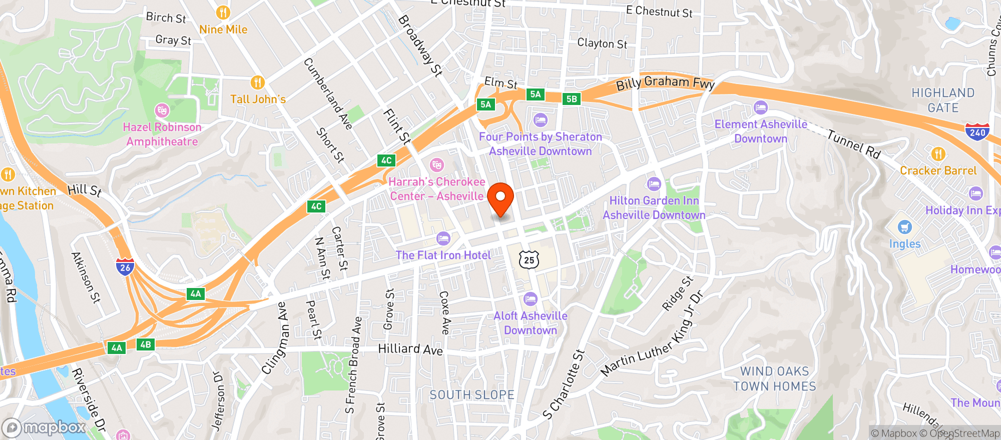 Map showing Table and Right There Bar