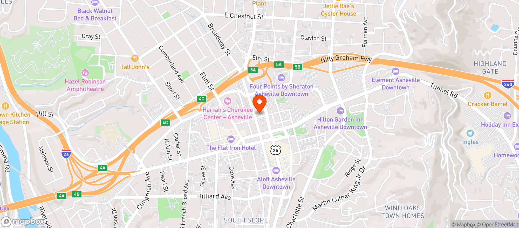 Map showing Hotel Eve