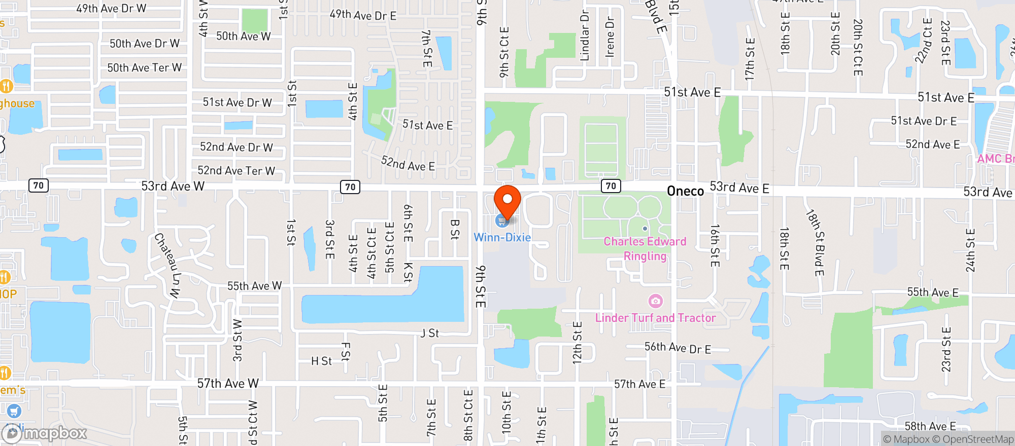 Map showing Winn-dixie Store #630