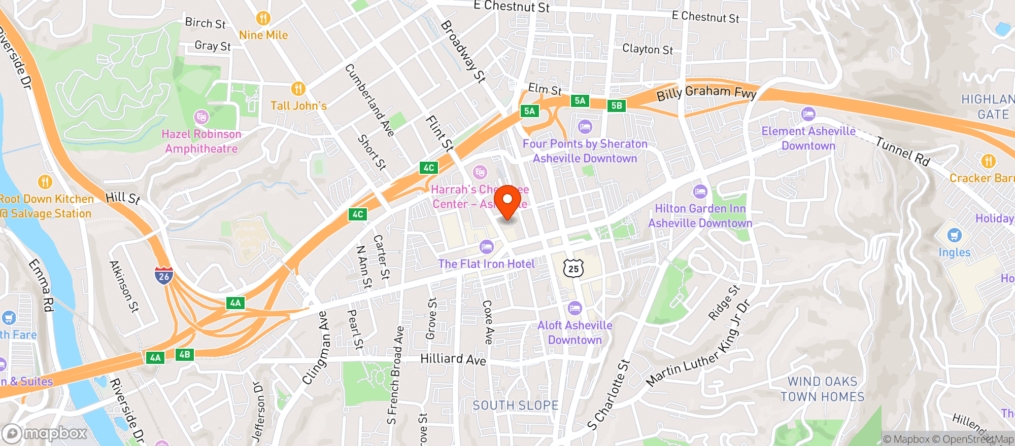 Map showing North Carolina Stage Company