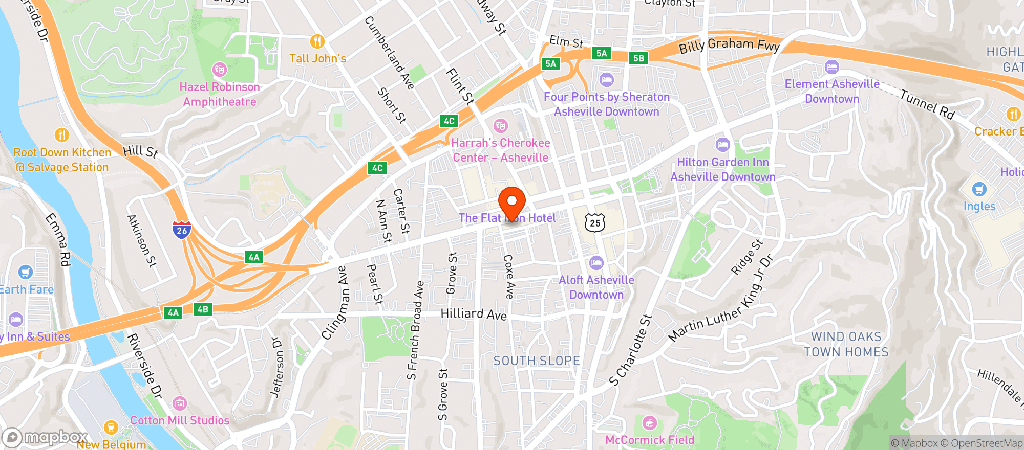 Map showing Capital Club Of Asheville