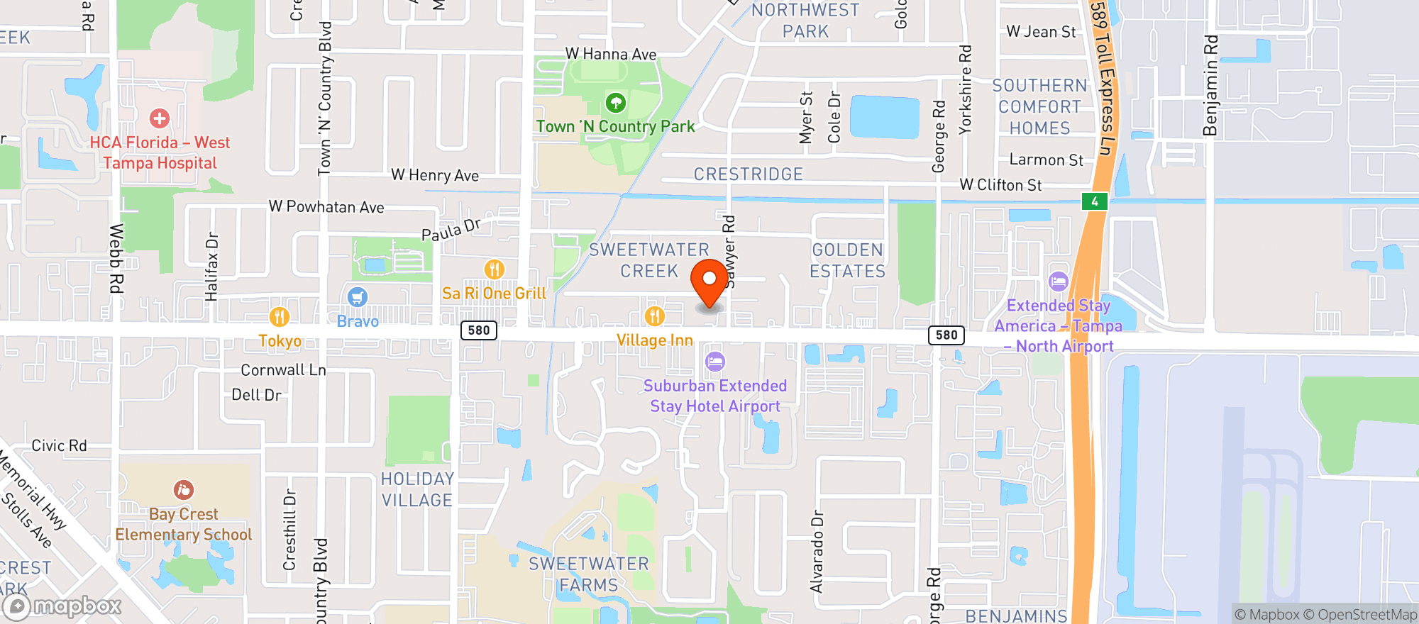 Map showing Tampa Road Shell