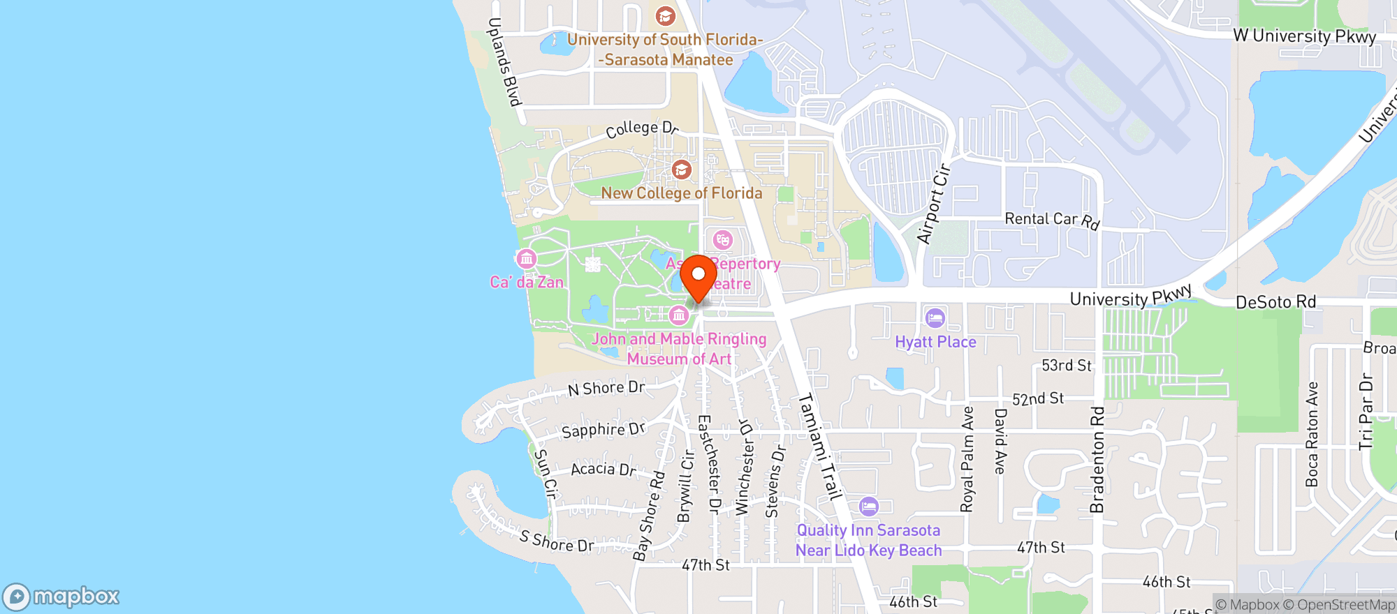 Map showing The John & Mable Ringling Museum