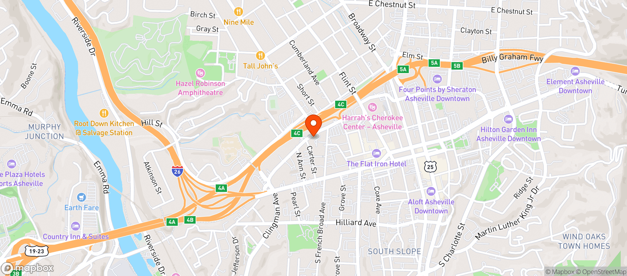 Map showing Embassy Suites