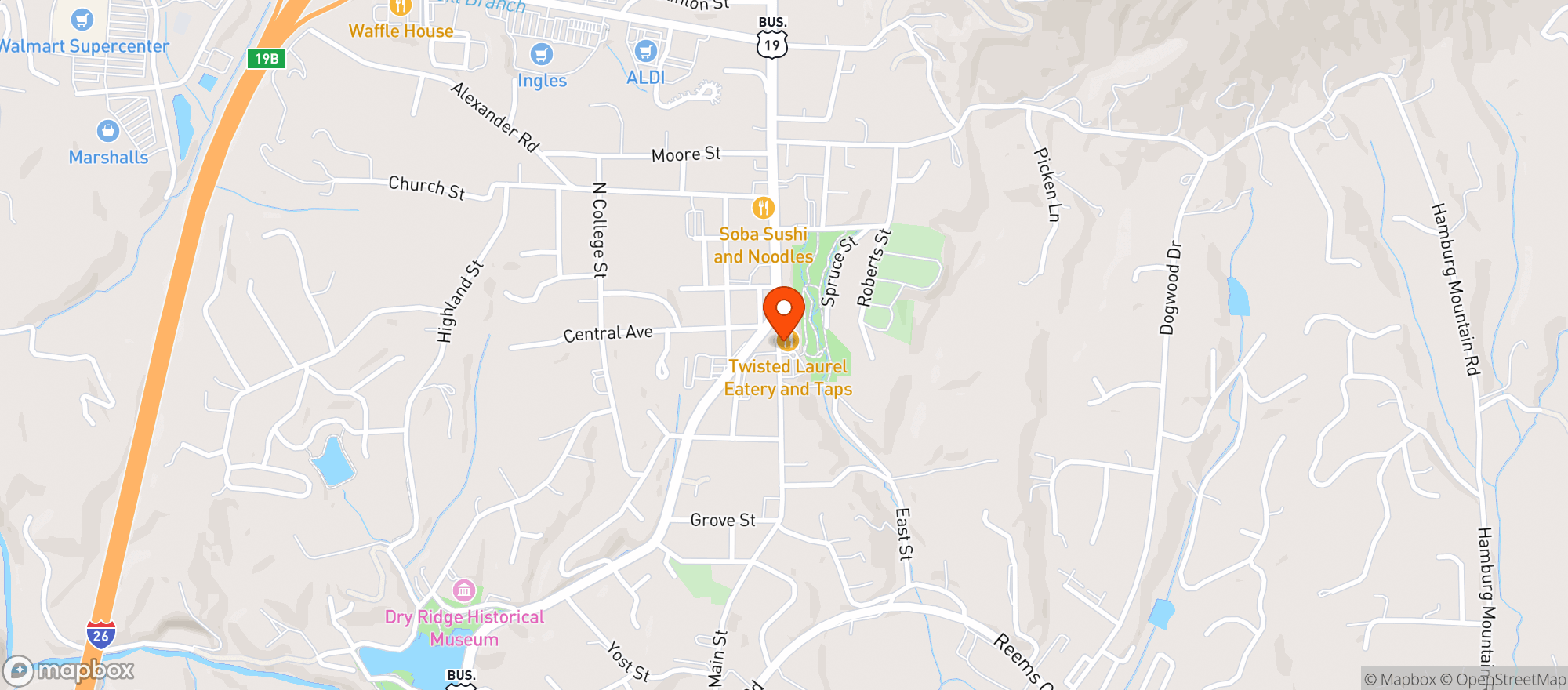 Map showing Maggie Bs Wine & Speciality Store
