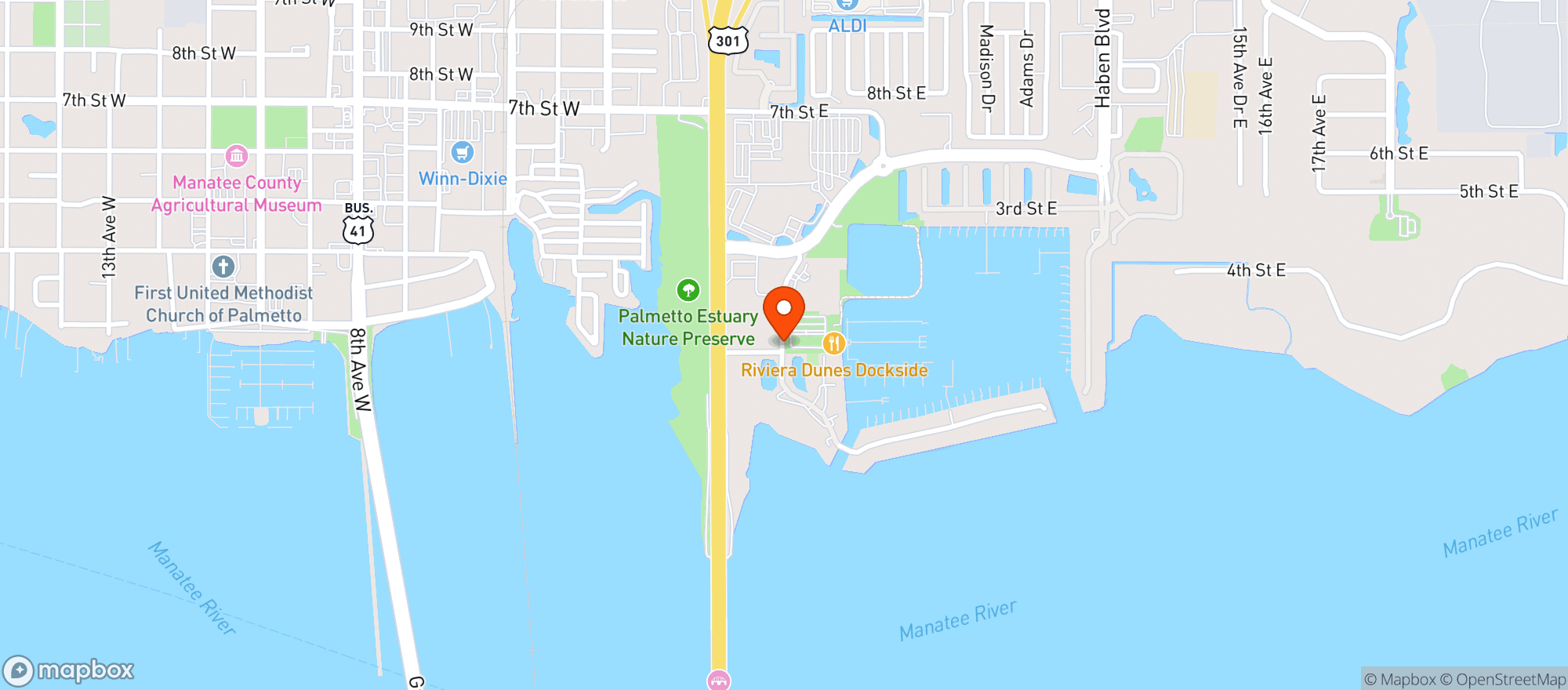 Map showing Riviera Dunes Dockside