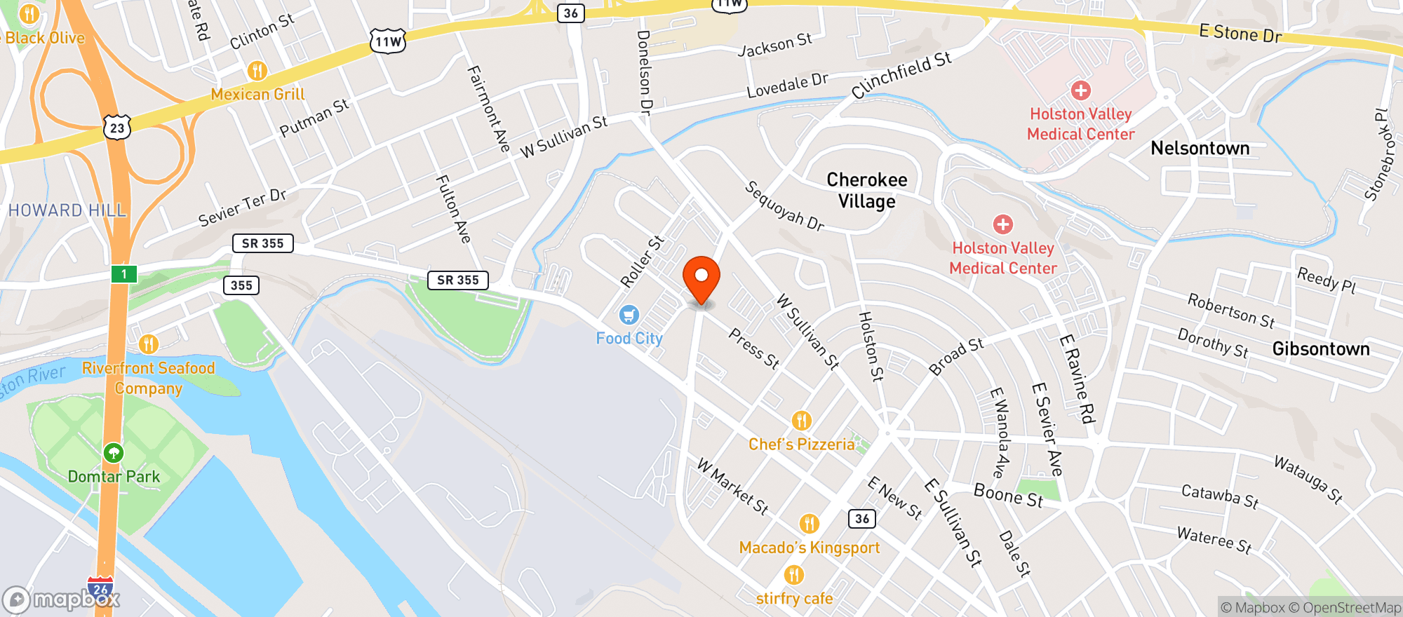 Map showing Food City