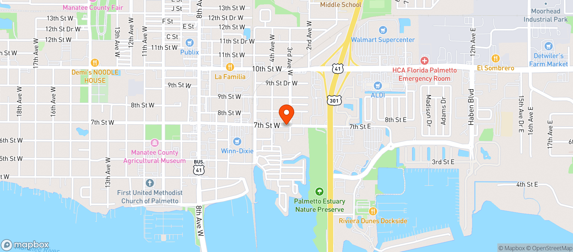 Map showing The Clam House Bar & Grill