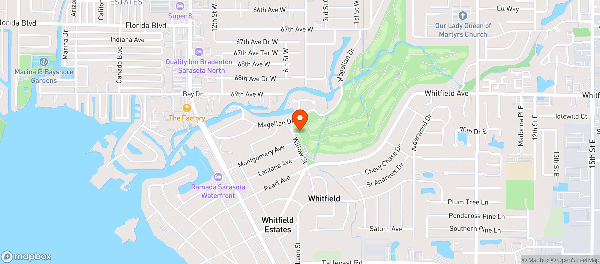 Map showing Sara Bay Country Club