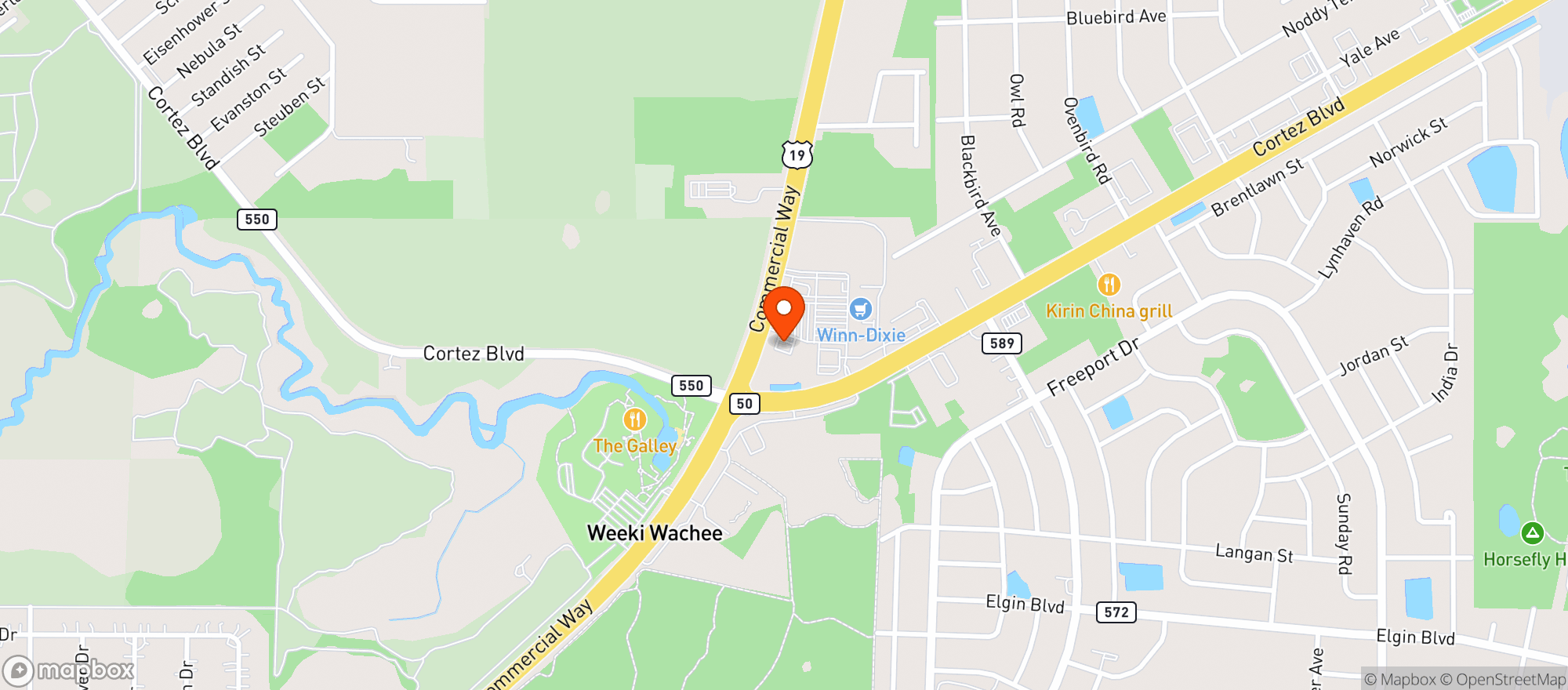 Map showing Weeki Wachee Mobil