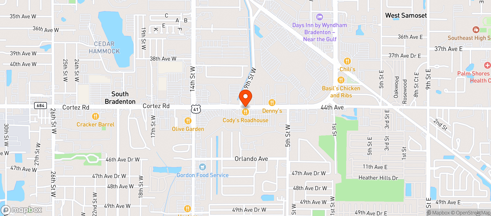 Map showing Codys Original Roadhouse