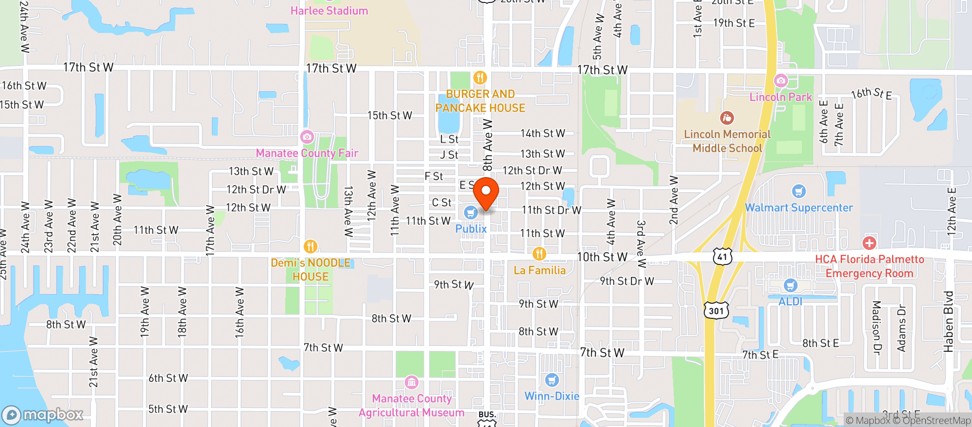 Map showing Publix Super Market