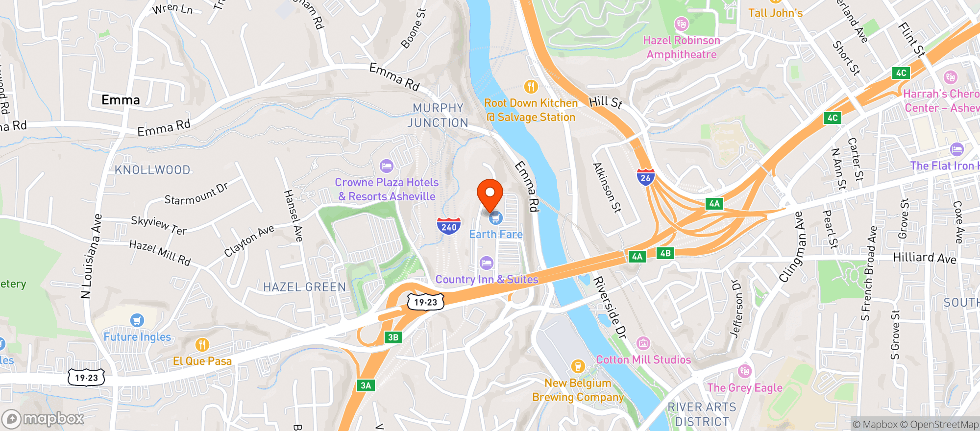 Map showing Earth Fare Market (Westgate - 100)