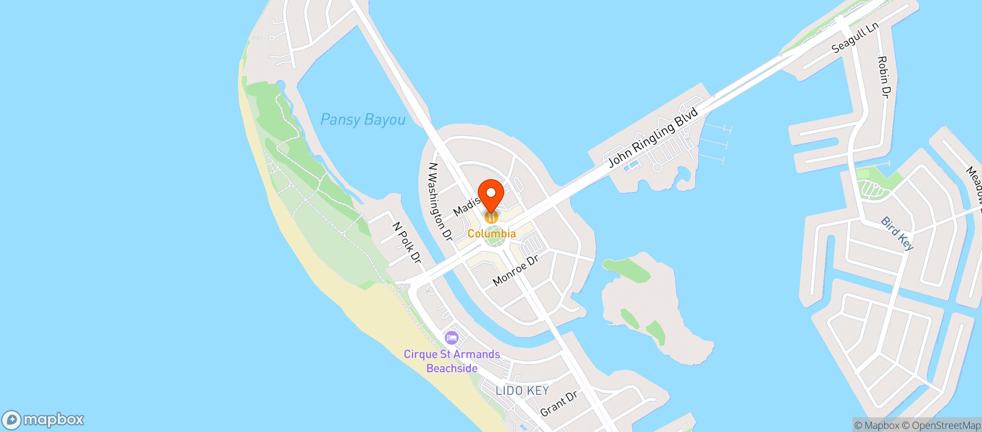 Map showing Columbia Restaurant